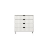 Cassettiera Bianco Grigio 4 Cassetti Apertura Scorrevole 93x40x90h cm, Chiusura Scorrevole - Maggiora