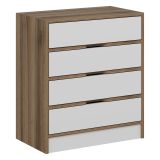 Cassettiera Bianco Marrone Noce 4 Cassetti Apertura Scorrevole 70x40x80h cm, Chiusura Scorrevole - Lallio