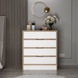 Cassettiera Bianco Marrone Noce 4 Cassetti Apertura Scorrevole 70x40x80h cm, Chiusura Scorrevole - Lallio