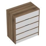 Cassettiera Bianco Marrone Noce 4 Cassetti Apertura Scorrevole 70x40x80h cm, Chiusura Scorrevole - Lallio