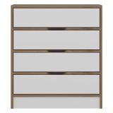 Cassettiera Bianco Marrone Noce 4 Cassetti Apertura Scorrevole 70x40x80h cm, Chiusura Scorrevole - Lallio