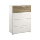 Cassettiera Bianco Marrone Rovere 4 Cassetti Apertura Scorrevole 70x39x98h cm, Chiusura Scorrevole - Salimbene
