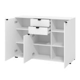 Cassettiera Bianco Nero 2 Cassetti Apertura Battente, Scorrevole 135x40x95h cm, Chiusura Battente, Scorrevole - Mainarda