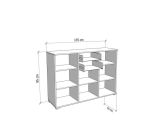 Cassettiera Bianco Nero 2 Cassetti Apertura Battente, Scorrevole 135x40x95h cm, Chiusura Battente, Scorrevole - Mainarda