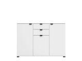 Cassettiera Bianco Nero 2 Cassetti Apertura Battente, Scorrevole 135x40x95h cm, Chiusura Battente, Scorrevole - Mainarda