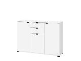 Cassettiera Bianco Nero 2 Cassetti Apertura Battente, Scorrevole 135x40x95h cm, Chiusura Battente, Scorrevole - Mainarda