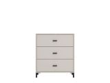 Cassettiera Bianco Nero 3 Cassetti Apertura Scorrevole 80x40x90h cm, Chiusura Scorrevole - Portio