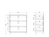 Cassettiera Bianco Nero 3 Cassetti Apertura Scorrevole 80x40x90h cm, Chiusura Scorrevole - Portio