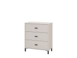Cassettiera Bianco Nero 3 Cassetti Apertura Scorrevole 80x40x90h cm, Chiusura Scorrevole - Portio