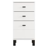 Cassettiera Bianco Nero 3 Cassetti con Piedini 39x35x78h cm, Apertura Scorrevole - Vilcab