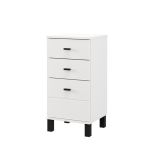 Cassettiera Bianco Nero 3 Cassetti con Piedini 39x35x78h cm, Apertura Scorrevole - Vilcab
