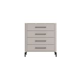 Cassettiera Bianco Nero 4 Cassetti Apertura Scorrevole 90x40x94h cm, Chiusura Scorrevole - Mogoro