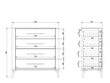 Cassettiera Bianco Nero 4 Cassetti Apertura Scorrevole 90x40x94h cm, Chiusura Scorrevole - Mogoro