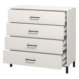 Cassettiera Bianco Nero 4 Cassetti Apertura Scorrevole 93x40x90h cm, Chiusura Scorrevole - Vidor