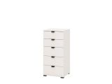 Cassettiera Bianco Nero 5 Cassetti Apertura Scorrevole 45x40x95h cm, Chiusura Scorrevole - Mainarda
