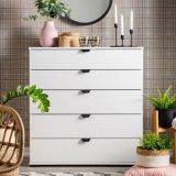 Cassettiera Bianco Nero 5 Cassetti Apertura Scorrevole 90x40x95h cm, Chiusura Scorrevole - Mainarda