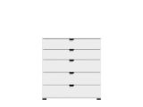 Cassettiera Bianco Nero 5 Cassetti Apertura Scorrevole 90x40x95h cm, Chiusura Scorrevole - Mainarda