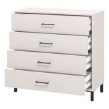 Cassettiera Bianco Panna Nero 4 Cassetti Apertura Scorrevole 93x40x90h cm, Chiusura Scorrevole - Vidor