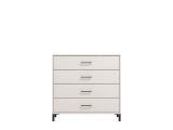 Cassettiera Bianco Panna Nero 4 Cassetti Apertura Scorrevole 93x40x90h cm, Chiusura Scorrevole - Vidor