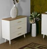 Cassettiera Boissano, Settimino multiuso, Comò camera da letto, Mobile con cassetti, 78x37 h80 cm, Bianco e Marrone