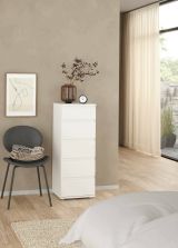 Cassettiera Cezanne, Settimino multiuso, Comò camera da letto, Mobile con cassetti, 40x40 h107 cm, Bianco