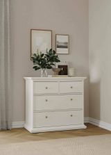 Cassettiera Clairett, Settimino multiuso, Comò camera da letto, Mobile con cassetti, 96x49 h87 cm, Bianco