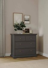 Cassettiera Clairett, Settimino multiuso, Comò camera da letto, Mobile con cassetti, 96x49 h87 cm, Grigio