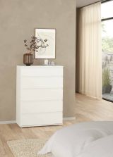Cassettiera Clarice, Settimino multiuso, Comò camera da letto, Mobile con cassetti, 77x40 h107 cm, Bianco