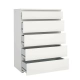 Cassettiera Clarice, Settimino multiuso, Comò camera da letto, Mobile con cassetti, 77x40 h107 cm, Bianco