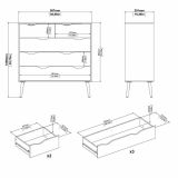 Cassettiera Clothilde, Settimino multiuso, Comò camera da letto, Mobile con cassetti, 98x39 h100 cm, Bianco e Quercia