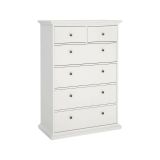Cassettiera Colombe, Settimino multiuso, Comò camera da letto, Mobile con cassetti, 96x49 h139 cm, Bianco