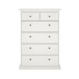 Cassettiera Colombe, Settimino multiuso, Comò camera da letto, Mobile con cassetti, 96x49 h139 cm, Bianco