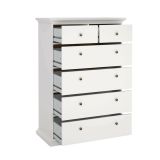 Cassettiera Colombe, Settimino multiuso, Comò camera da letto, Mobile con cassetti, 96x49 h139 cm, Bianco