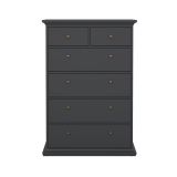 Cassettiera Colombe, Settimino multiuso, Comò camera da letto, Mobile con cassetti, 96x49 h139 cm, Grigio