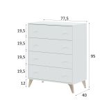 Cassettiera con maniglie bianca 78x95h cm - Aquilea