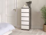 Cassettiera con maniglie cemento e bianca lucida 50x111h cm - Achaldi