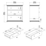 Cassettiera con maniglie nera 86x88h cm - Domeng