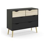 Cassettiera con maniglie nera e quercia 98x81h cm - Azir