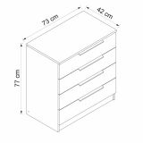 Cassettiera con maniglie noce 73x77h cm - elysee