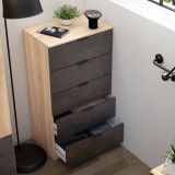 Cassettiera con maniglie rovere e antracite 60x110h cm - Armenia