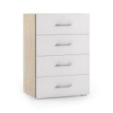 Cassettiera con maniglie rovere e bianca 60x87h cm - Solano