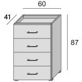 Cassettiera con maniglie rovere e bianca 60x87h cm - Solano