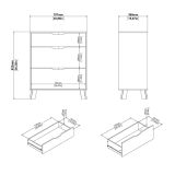 Cassettiera con maniglie rovere e bianca 78x92h cm - Alamid
