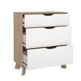 Cassettiera con maniglie rovere e bianca 78x92h cm - Alamid