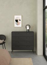 Cassettiera Constance, Settimino multiuso, Comò camera da letto, Mobile con cassetti, 40x99 h96 cm, Nero