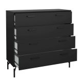 Cassettiera Constance, Settimino multiuso, Comò camera da letto, Mobile con cassetti, 40x99 h96 cm, Nero