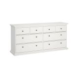Cassettiera Coraline, Settimino multiuso, Comò camera da letto, Mobile con cassetti, 183x49 h87 cm, Bianco