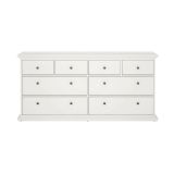 Cassettiera Coraline, Settimino multiuso, Comò camera da letto, Mobile con cassetti, 183x49 h87 cm, Bianco