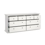 Cassettiera Coraline, Settimino multiuso, Comò camera da letto, Mobile con cassetti, 183x49 h87 cm, Bianco