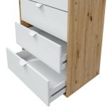 Cassettiera Crosby, Settimino multiuso, Comò camera da letto, Mobile con cassetti, 60x40 h109 cm, Bianco e Rovere Nodi